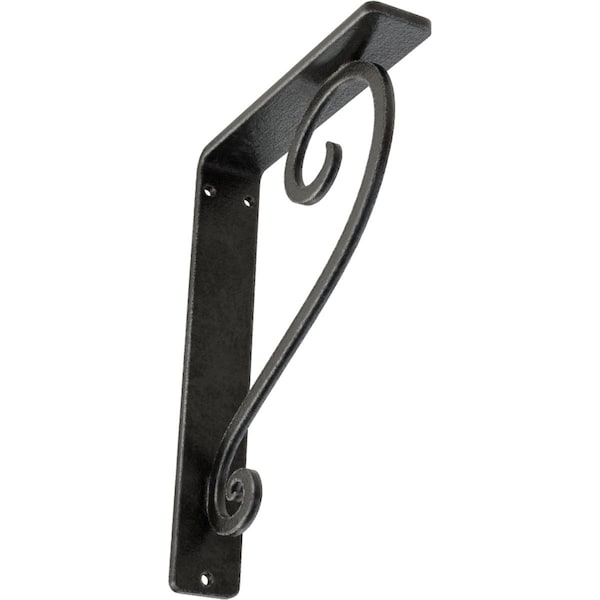 Ekena Millwork Edwards Wrought Iron Bracket, (Single center brace), Antiqued Pewter 1 1/2"W x 5 1/2"D x 8"H BKTM01X05X08SEDAPW - main